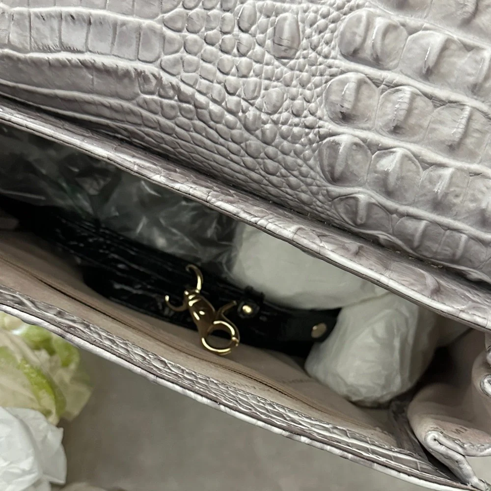 Brahmin Black and Gray Croc-Embossed Satchel - Picture 7 of 8